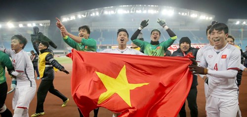 U.23 Việt Nam tự hào, hiên ngang vào chơi trận chung kết. Ảnh: AFC