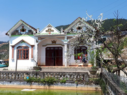 Màu mận trắng khiến một ngôi nhà dân càng trở nên thơ mộng.