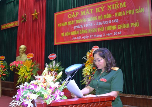 Đại tá, Tiến sĩ Nguyễn Minh Tâm, Chủ nhiệm Bộ môn-Khoa Phụ sản phát biểu tại buổi lễ.
