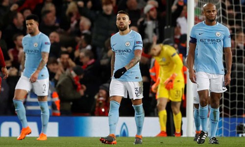Bị loại ở Champions League là thất vọng lớn đối với tham vọng của Man City. Ảnh: Dailymail