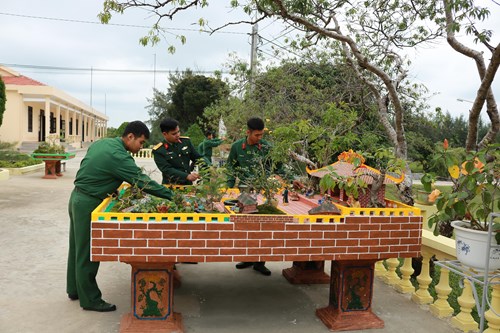 Cán bộ, chiến sĩ Tiểu đoàn đảo Cô Tô hoàn thiện mô hình “làng quê ở đảo”.