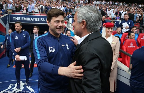 Giữa hai HLV Mourinho và Pochettino, chỉ một người có cơ hội giành cúp FA để cứu vãn mùa giải không thành công. Ảnh: Getty