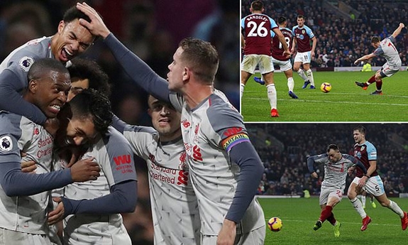 Liverpool tiếp tục bám đuổi Man City sau chiến thắng 3-1 trước Burnley. Ảnh: Dailymail