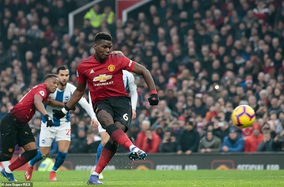 Pogba mở tỷ số cho Man Utd trên chấm phạt đền. Ảnh: Dailymail