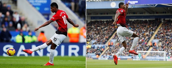 Pha lập công của Rashford giúp Man Utd có trận thắng thứ tám trong 9 trận dưới thời HLV Ole Solskjaer. Ảnh: Dailymail
