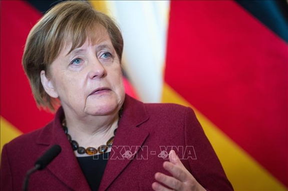 Thủ tướng Đức Angela Merkel tại cuộc họp báo ở Bratislava, Slovakia ngày 7-2, trong khuôn khổ Hội nghị cấp cao các nhà lãnh đạo thuộc nhóm Visegrad,gồm CH Séc, Hungary, Ba Lan và Slovakia. Ảnh: TTXVN.