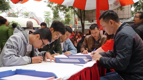 Khu vực đăng ký hiến máu.