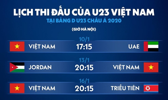 Lịch thi đấu của U23 Việt Nam.