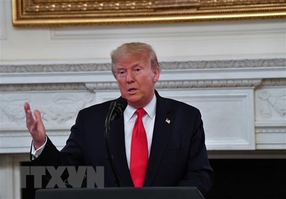 Tổng thống Mỹ Donald Trump phát biểu trong một sự kiện tại Nhà Trắng. Ảnh:TTXVN.
