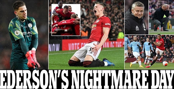 Tờ Dailyymai giật dòng tít lớn về ngày thi đấu "ác mộng" của Ederson. Ảnh: Dailymail