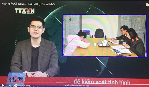 Một hình ảnh trong ca khúc rap “Không fake news”.