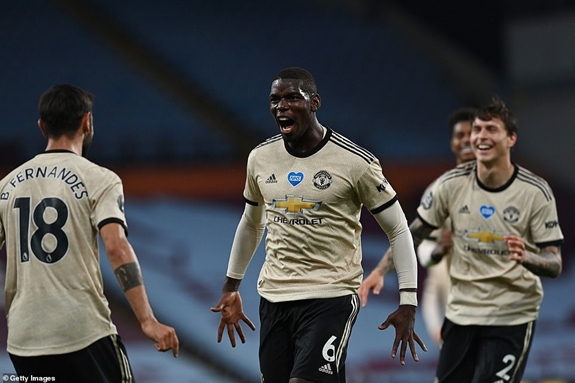 Bruno Fernandes kiến tạo cho Paul Pogba ở bàn thắng ấn định chiến thắng 3-0 cho Man Utd. Ảnh: Getty