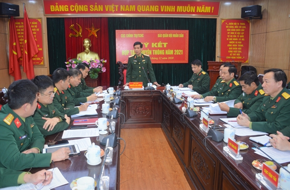 Thiếu tướng Nguyễn Văn Cường phát biểu định hướng một số nội dung cần tập trung tuyên truyền năm 2021.