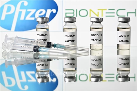 Vaccine phòng bệnh viêm đường hô hấp cấp COVID-19 của Pfizer. Ảnh: TTXVN